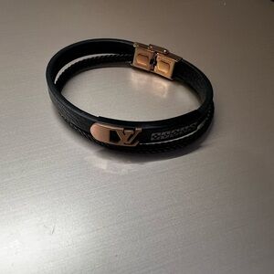Louis Vuitton Black Leather Bracelet
